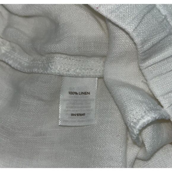 J.Jill Women's 100% Linen White Wide Leg Pants Size Medium Side Pockets Pull On - Picture 4 of 8